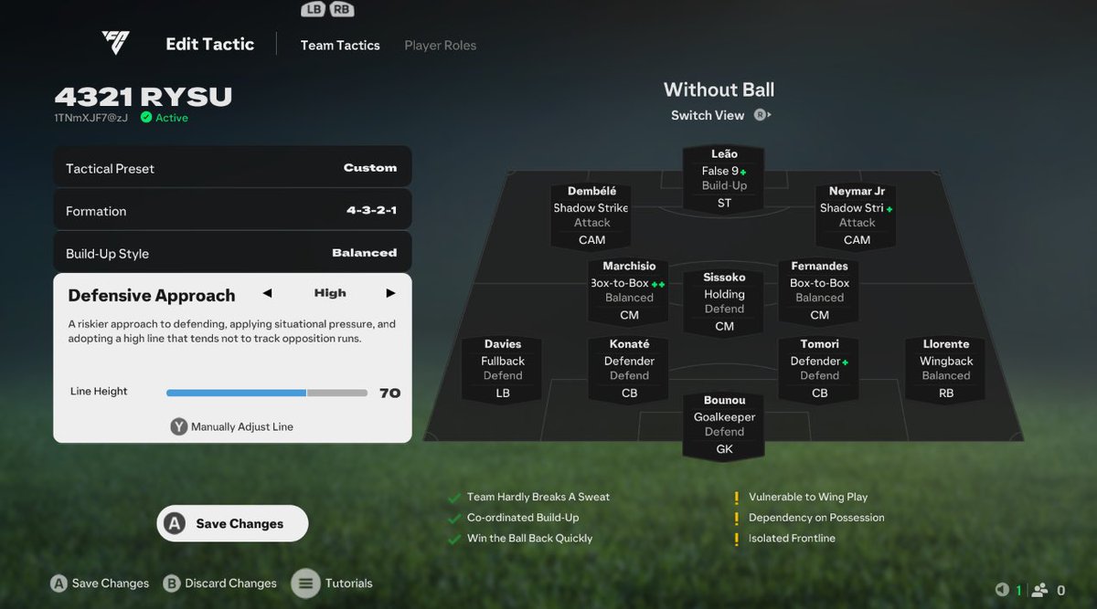 🚨4-3-2-1 IS BACK, BEST CUSTOM TACTICS🚨

👉This formation is still very OP against 5 ATB formations. You need your CAMs to be quick and skillful. Long passing + midfielders is a MUST too.

✅ Tiki-Taka
✅ Very OP offensively
✅ Up to 7 players defending
✅ Funny

📋1TNmXJF7@zJ