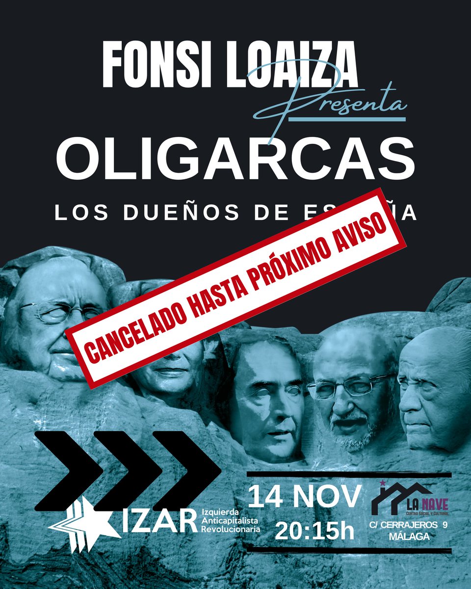 Debido a la DANA y por seguridad, nos vemos en la obligación de suspender el acto hasta nuevo aviso. Cuidaos y nos vemos pronto!