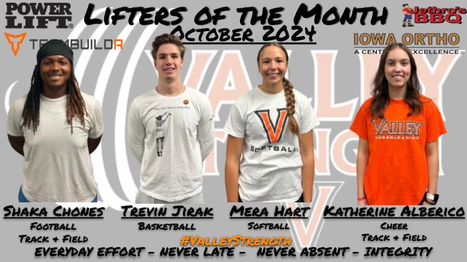Congratulations to our Lifters of the Month for October 2024! These individuals display characteristics not only needed to excel in the weight room, but in life as well! Thank you for setting the example! #whosnext