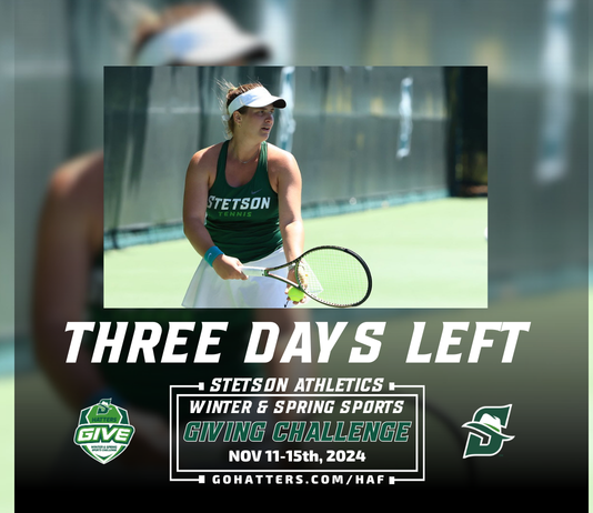 Stetson Tennis (@stetsontennis) on Twitter photo 𝗧𝗵𝗿𝗲𝗲 𝗗𝗮𝘆𝘀 𝗟𝗲𝗳𝘁!
Support Stetson Tennis in the Winter and Spring Sport Giving Challenge!
Give Now Men’s Tennis: bit.ly/40OWXkt
Give Now Women’s Tennis: bit.ly/4fnyUxm
#GoHatters | <a href="/StetsonHatters/">Stetson Hatters</a> 𝗧𝗵𝗿𝗲𝗲 𝗗𝗮𝘆𝘀 𝗟𝗲𝗳𝘁!
Support Stetson Tennis in the Winter and Spring Sport Giving Challenge!
Give Now Men’s Tennis: bit.ly/40OWXkt
Give Now Women’s Tennis: bit.ly/4fnyUxm
#GoHatters | <a href="/StetsonHatters/">Stetson Hatters</a>