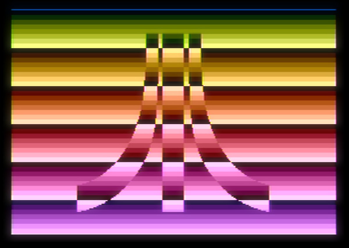 tschak's tweet image. #Atari8bit I made a quick little graphic demo overlaying display list interrupts atop an ANTIC Mode F display.

Code is here: 
github.com/tschak909/atar…

Binary here:
github.com/tschak909/atar…

#retrocomputing #pixeldev