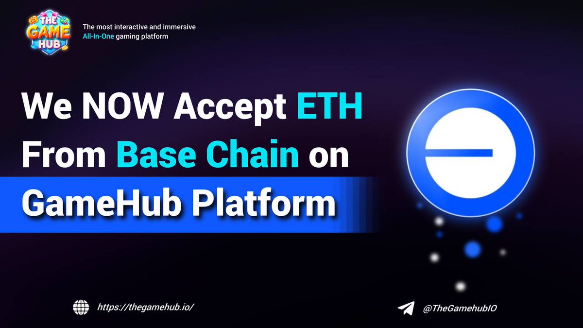 📢 Now Accepting ETH from Base Chain on The GameHub! 🎉

Exciting news for all GameHub users! We now accept Ethereum (ETH) from the Base Chain on The GameHub platform. This means more flexibility and convenience for all players. you can now use your Base Chain ETH to enjoy