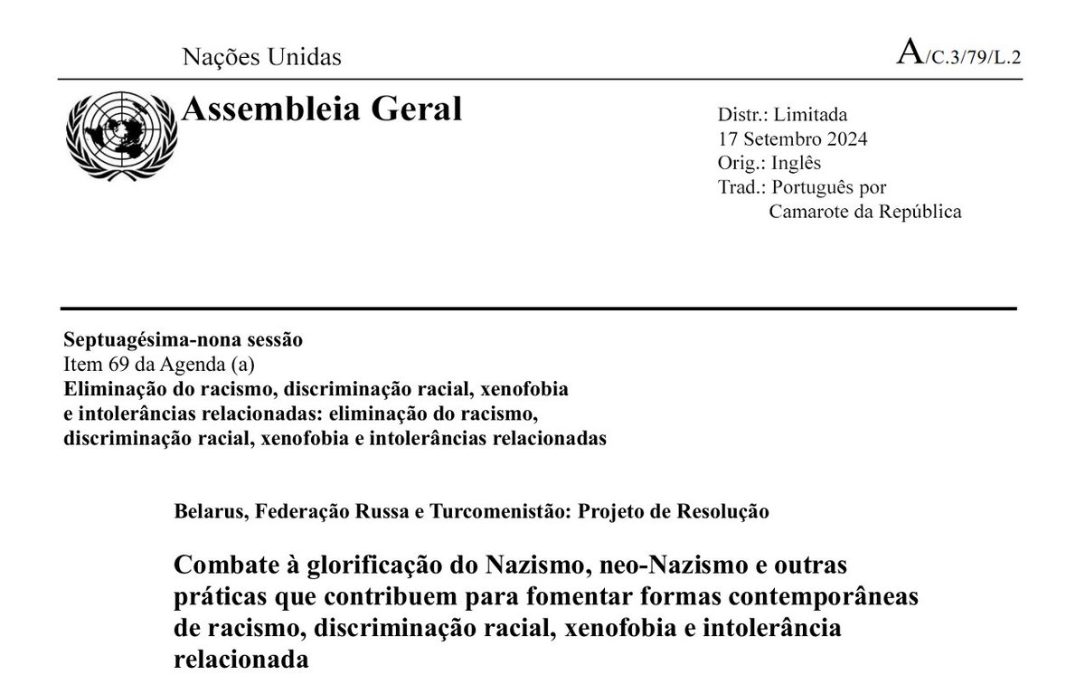 camarotedacpi's tweet photo. 🪑 ... ENTÃO HÁ 11 NAZISTAS À MESA

📑 A íntegra do Projeto de Resolução A/C.3/79/L.2 pode ser lido, em português, no nosso Telegram.

🔗 https://t.co/0EQ7CFqwGp https://t.co/xrvY4M9oZl