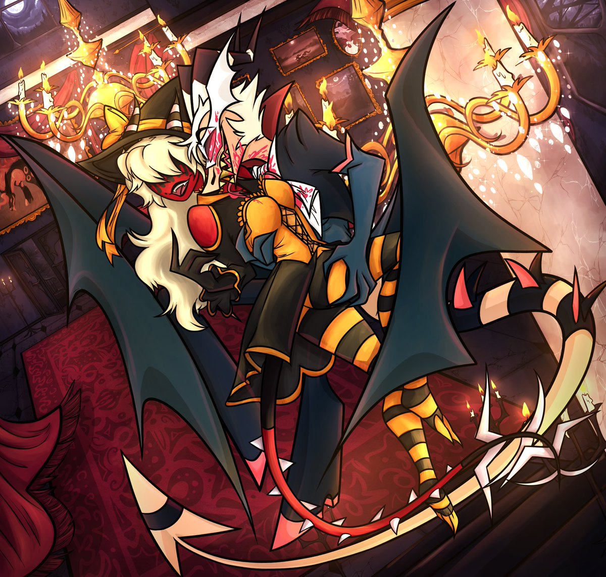 AsheLovenstein's tweet photo. “Darkness Falls Across The Land.
The Midnight Hour Is Close At Hand.
Creatures Crawl In Search Of Blood~
To Terrorize Y’all’s Neighborhood.” 🎃
—
I am screaming @gardengoyle1 COOKED with this 😍❤️ #HelluvaBoss #HelluvaBossOC #HelluvaBossStriker #Striker https://t.co/20pvLRsUFg