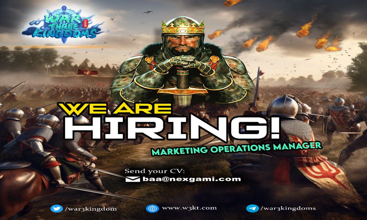 war3kingdom's tweet photo. 🌟 We're Hiring! 🌟
Position: Marketing Operations Manager

Are you ready to level up with us? Join our team as a Marketing Operations Manager and help shape the future of gaming! 🚀

✨ Apply Now and you could be the one we invite for an interview!

👉 Application Link: https://t.co/XGYnjm3VhN

Let’s create something epic together and make gaming better for everyone! 🎮