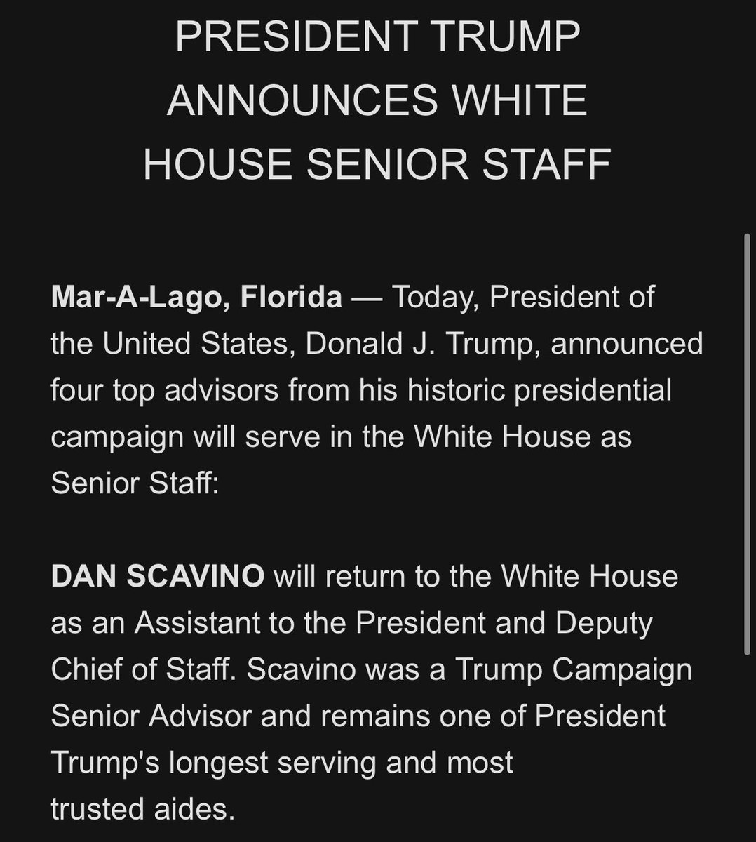 baldwin_daniel_'s tweet photo. NEW: President Trump announces White House senior staff.

Dan Scavino: Assistant to the President and Deputy Chief of Staff

James Blair: Assistant to the President and Deputy Chief of Staff for Legislative, Political and Public Affairs

Taylor Budowich: Assistant to the President and Deputy Chief of Staff for Communications and Personnel