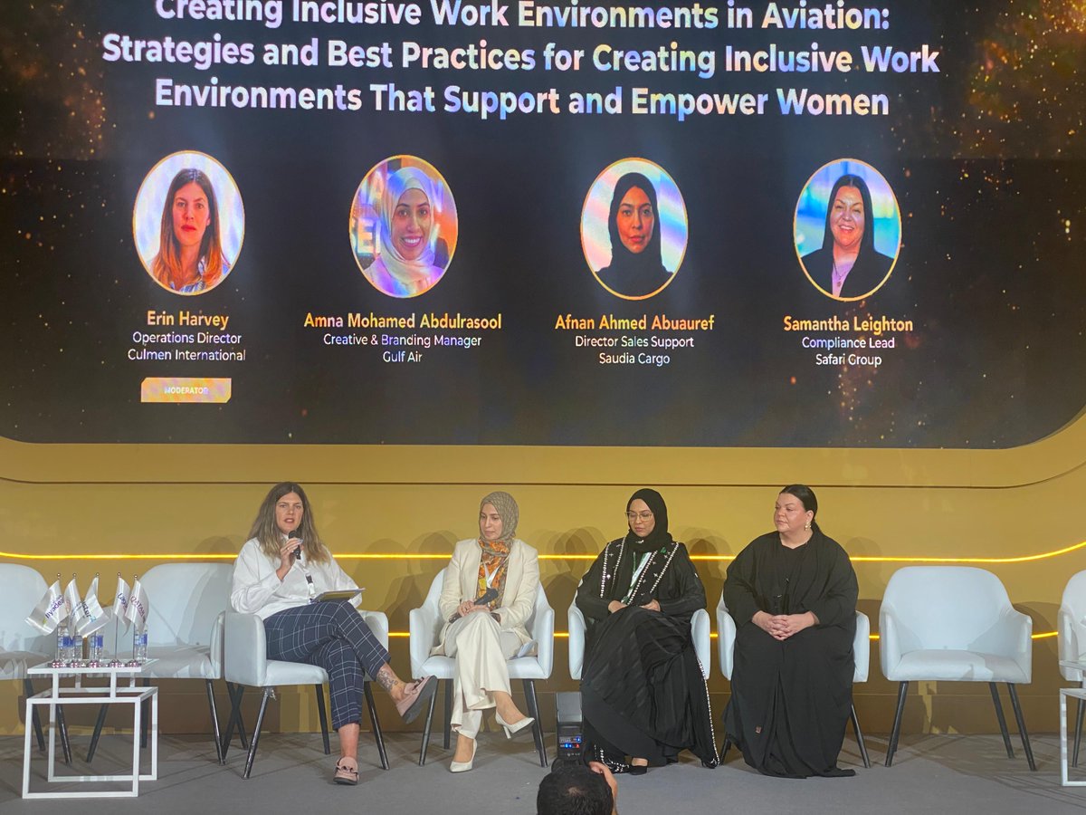 CulmenInt's tweet image. Our team was delighted to be part of a number of important panel discussions on the topic of Women in Aviation at the Saudi Airport Exhibition in Riyadh. Culmen is proud to support women in aviation and be part of the conversation about industry expansion in this exciting region.