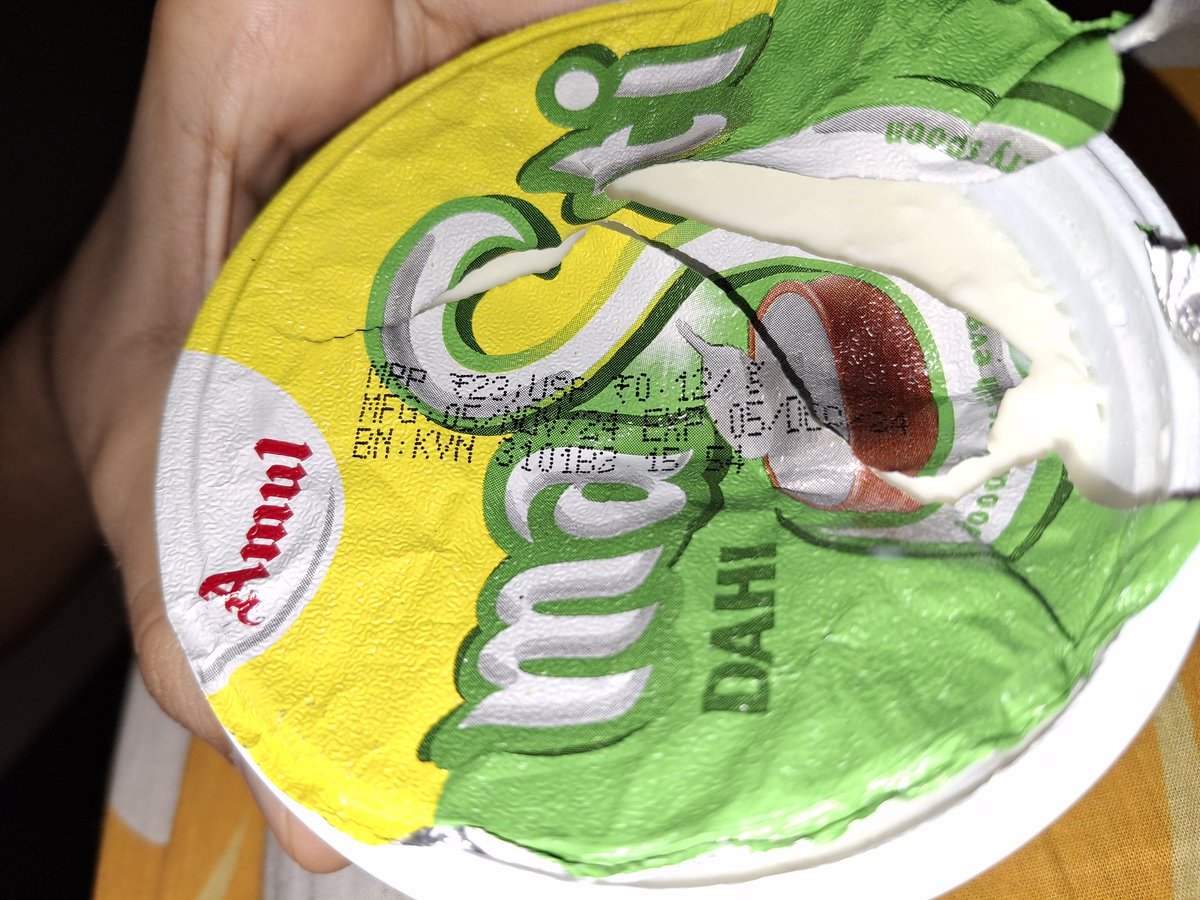 Prachayyyyyy's tweet photo. Bought @Amul_Coop Amul Masti Dahi from @AvenueDmart it's not even expired, surprisingly it was sealed packed yet it had fungus growth!! How? https://t.co/OFxpgAqxVb