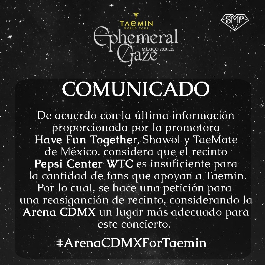 SHINee_Mexico's tweet photo. ¡Atención SHINee World, Taemates y fans en general!💛🩵

SHINee México Forum sigue trabajando en conjunto con todos ustedes para lograr que la experiencia de Taemin en tierras mexicanas sea única y que nosotras como fans, podamos tener la oportunidad de asistir a este evento. https://t.co/MjOUJBlMrT