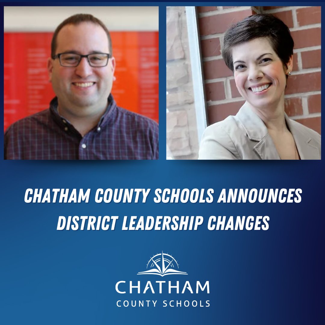 Let's give a warm welcome to our newest additions to district leadership, Chief Technology Officer Dr. Mark Samberg, and Public Information Officer Ms. Jessica Pasión! You can read more about the latest leadership changes here: 5il.co/30zw4 #OneChatham