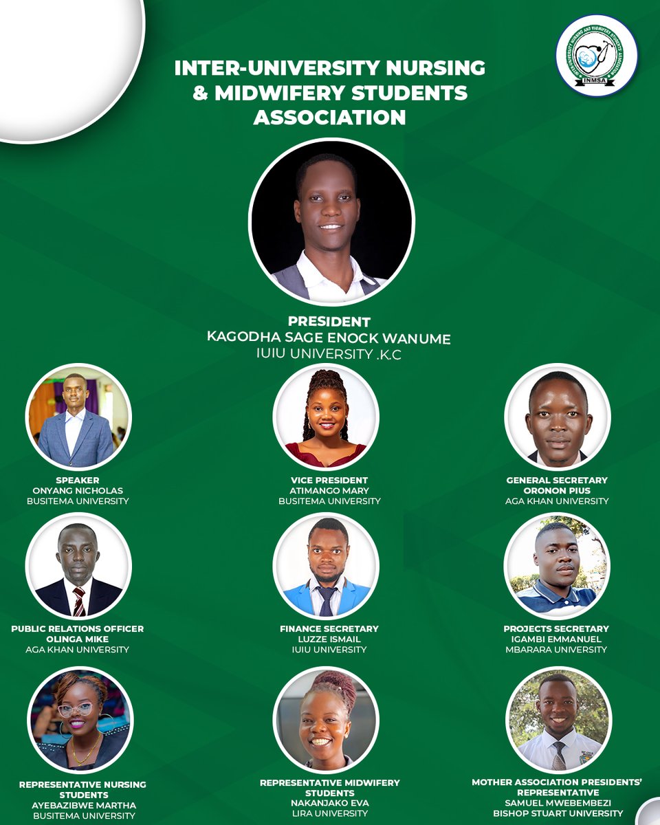Inter-university Nursing & Midwifery Students Asso (@inmsastudents) on Twitter photo INMSA Executive Committee (2024-2025), With a Commitment to drive the objectives of the association which serves the interest of the Nursing and Midwifery Students to better the practice. <a href="/BishopStuartUni/">Bishop Stuart University</a> <a href="/AKUGlobal/">Aga Khan University</a> <a href="/MbararaUST/">Mbarara University</a> <a href="/Makerere/">Makerere University</a> <a href="/iuiuac/">Islamic University In Uganda</a> <a href="/fnmLirauni/">FACULTY OF NURSING AND MIDWIFERY, LIRA UNIVERSITY</a> <a href="/SorotiUniversi1/">Soroti University</a> INMSA Executive Committee (2024-2025), With a Commitment to drive the objectives of the association which serves the interest of the Nursing and Midwifery Students to better the practice. <a href="/BishopStuartUni/">Bishop Stuart University</a> <a href="/AKUGlobal/">Aga Khan University</a> <a href="/MbararaUST/">Mbarara University</a> <a href="/Makerere/">Makerere University</a> <a href="/iuiuac/">Islamic University In Uganda</a> <a href="/fnmLirauni/">FACULTY OF NURSING AND MIDWIFERY, LIRA UNIVERSITY</a> <a href="/SorotiUniversi1/">Soroti University</a>