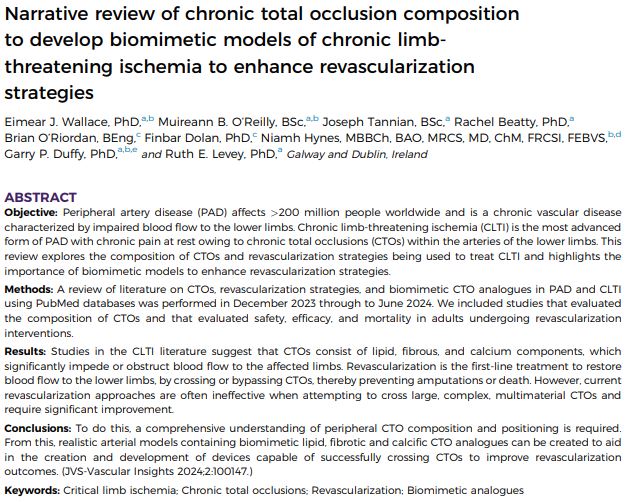 Éimear Wallace (@eimzwallace) on Twitter photo 📢Excited to share our latest review article doi.org/10.1016/j.jvsv… published in <a href="/JVascSurg/">Journal of Vascular Surgery</a>. This work explores the composition of chronic total occlusions to support better biomimetic analogues and advance revascularization strategies in chronic limb threatening ischemia #CLTI 📢Excited to share our latest review article doi.org/10.1016/j.jvsv… published in <a href="/JVascSurg/">Journal of Vascular Surgery</a>. This work explores the composition of chronic total occlusions to support better biomimetic analogues and advance revascularization strategies in chronic limb threatening ischemia #CLTI