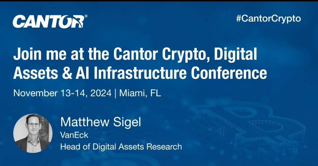 matthew_sigel's tweet image. Seems like a good time to be heading to Miami for #CantorCrypto