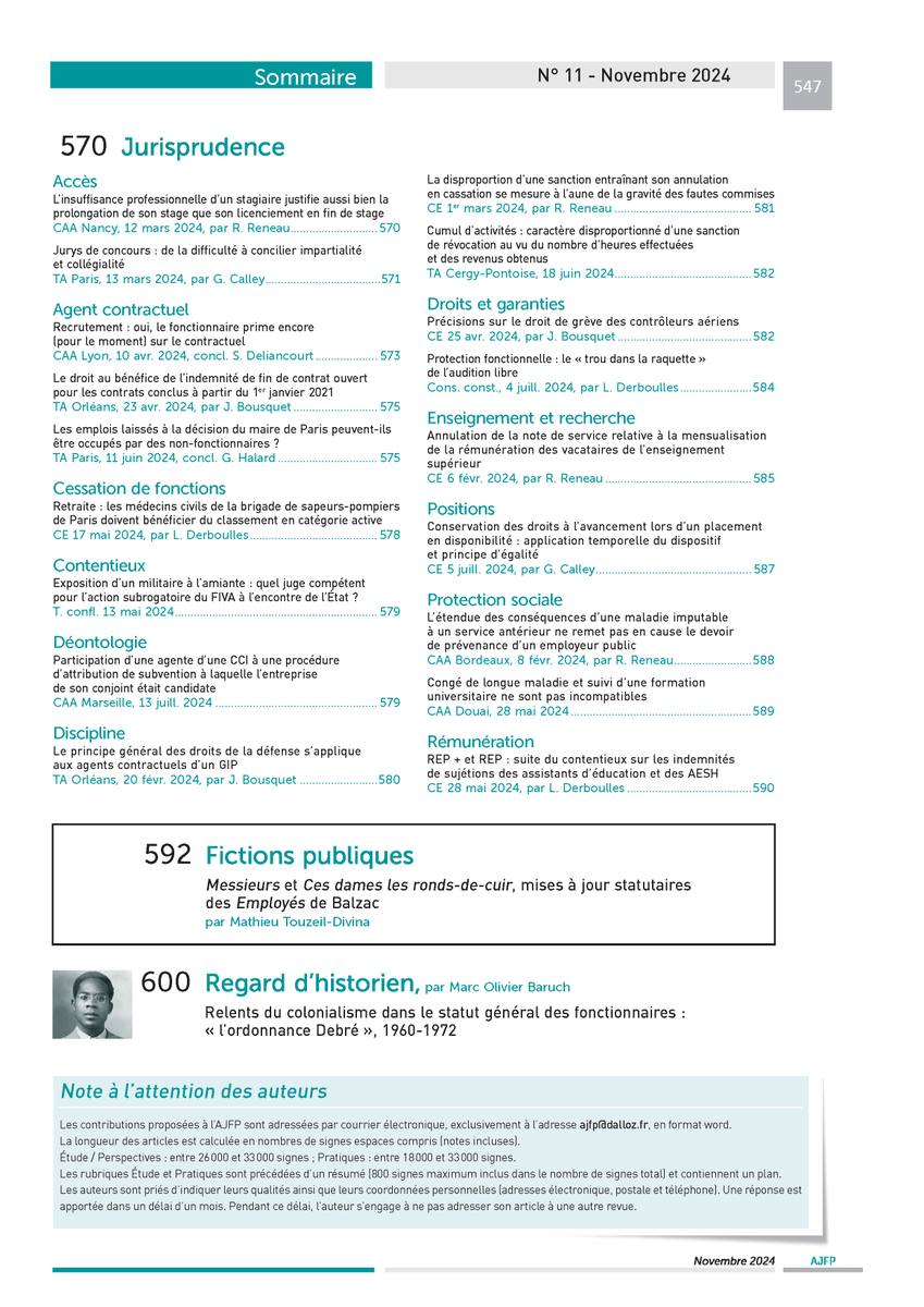 🔔Le numéro de novembre de l’AJFP est disponible sur Dalloz Revues ▶️ bit.ly/DR-AJFP et sur dalloz.fr ▶️ bit.ly/DZ-AJFP
Bonne lecture !
