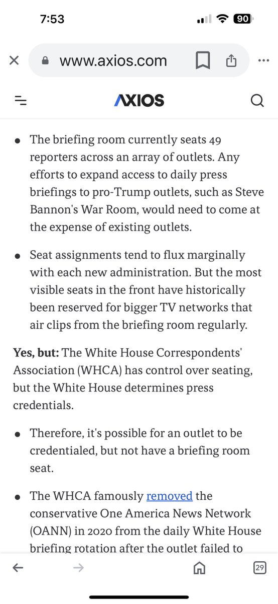 This is how Trump will control media, at least initially. 

There are 49 seats in the Briefing room. 

They’re going to outlets that toe the line. 

axios.com/2024/11/13/tru…