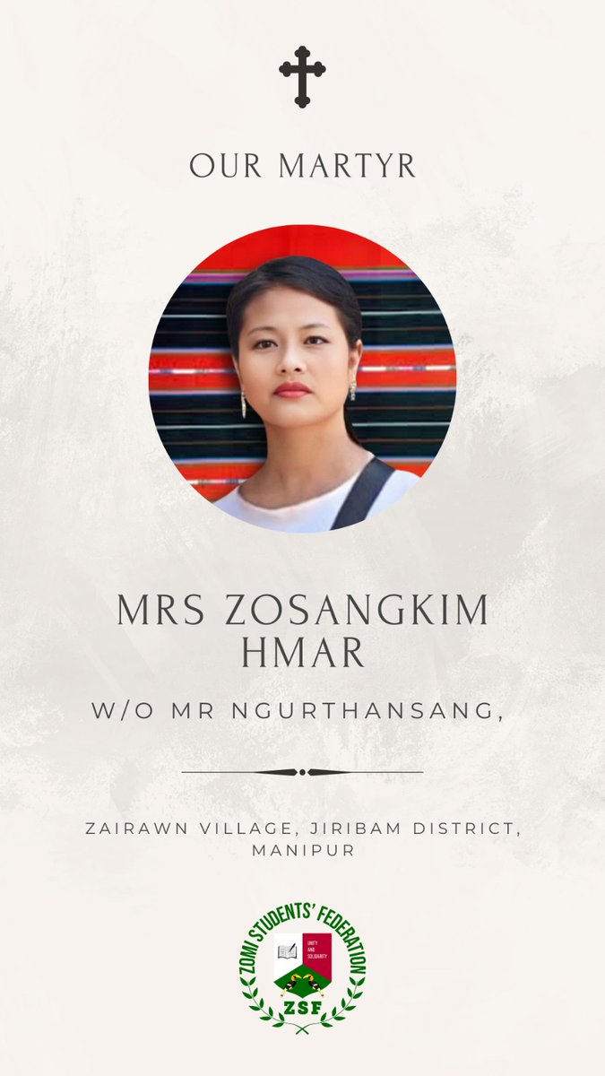 ZoTawiLianu's tweet photo. The tragic case of Mrs. Zosangkim Hmar, a 31-year-old mother from Zairawn Village, exposes a heartbreaking reality that extends beyond one individual. [Thread] 
#Justice4Zosangkim
#ManipurViolence 
#ZomiKukiHmar https://t.co/ZqH4uXvqya