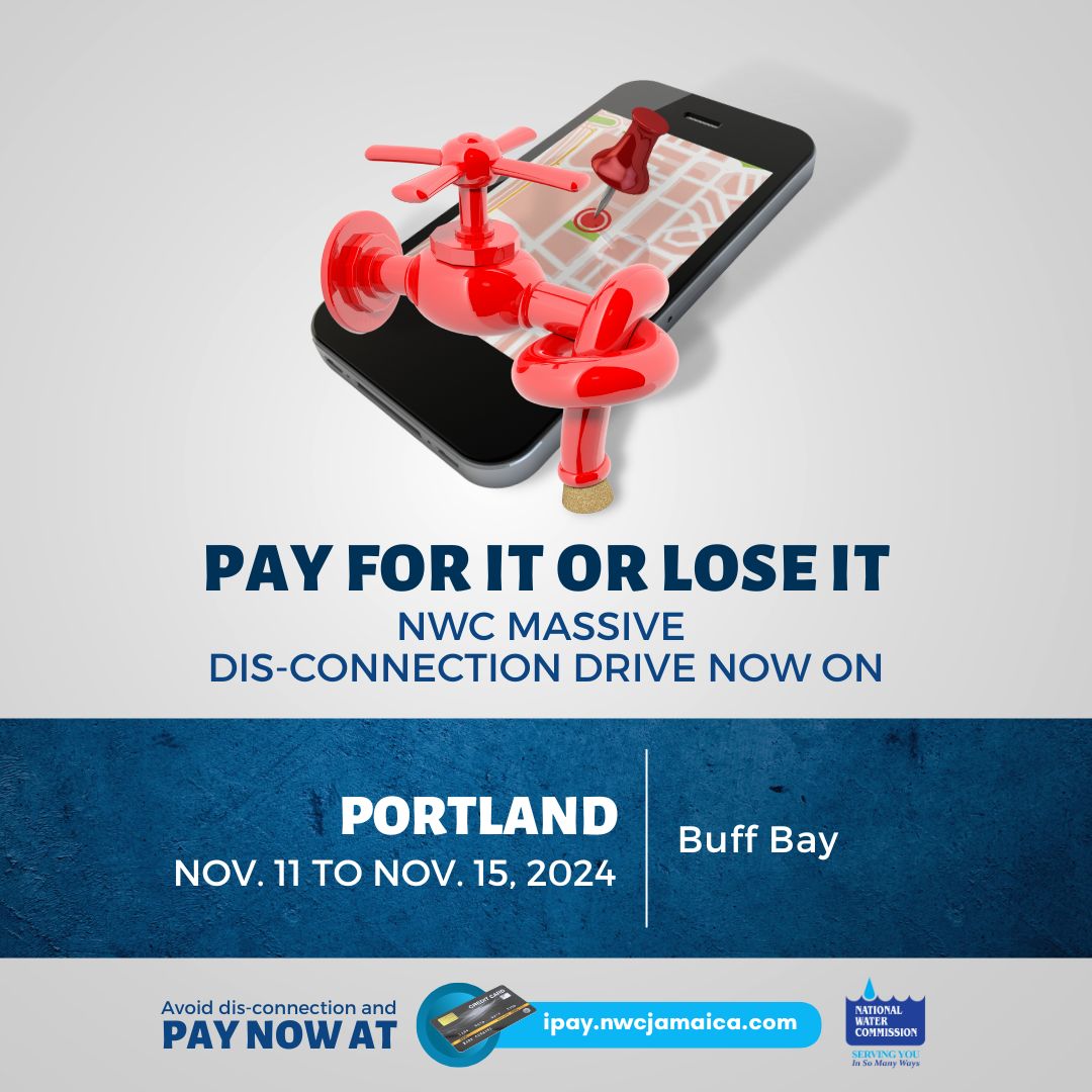 NWCjam's tweet image. The NWC will be going to targeted communities to dis-connect for outstanding payments, so make arrangements to pay now! We would much rather collect than disconnect. #PayYourPart #PlayYourPart