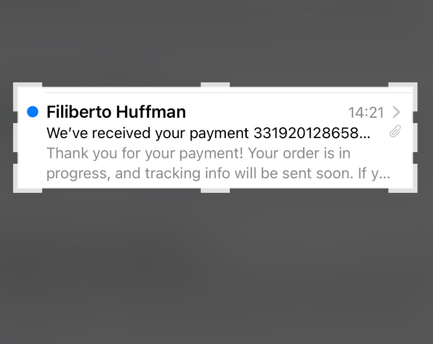 Really love the creativity of the names on scam fake payment emails! “Filiberto Huffman” is definitely the spoiled son of an heiress in a Wes Anderson film. Played by Jason Schwartzman, I’m thinking.