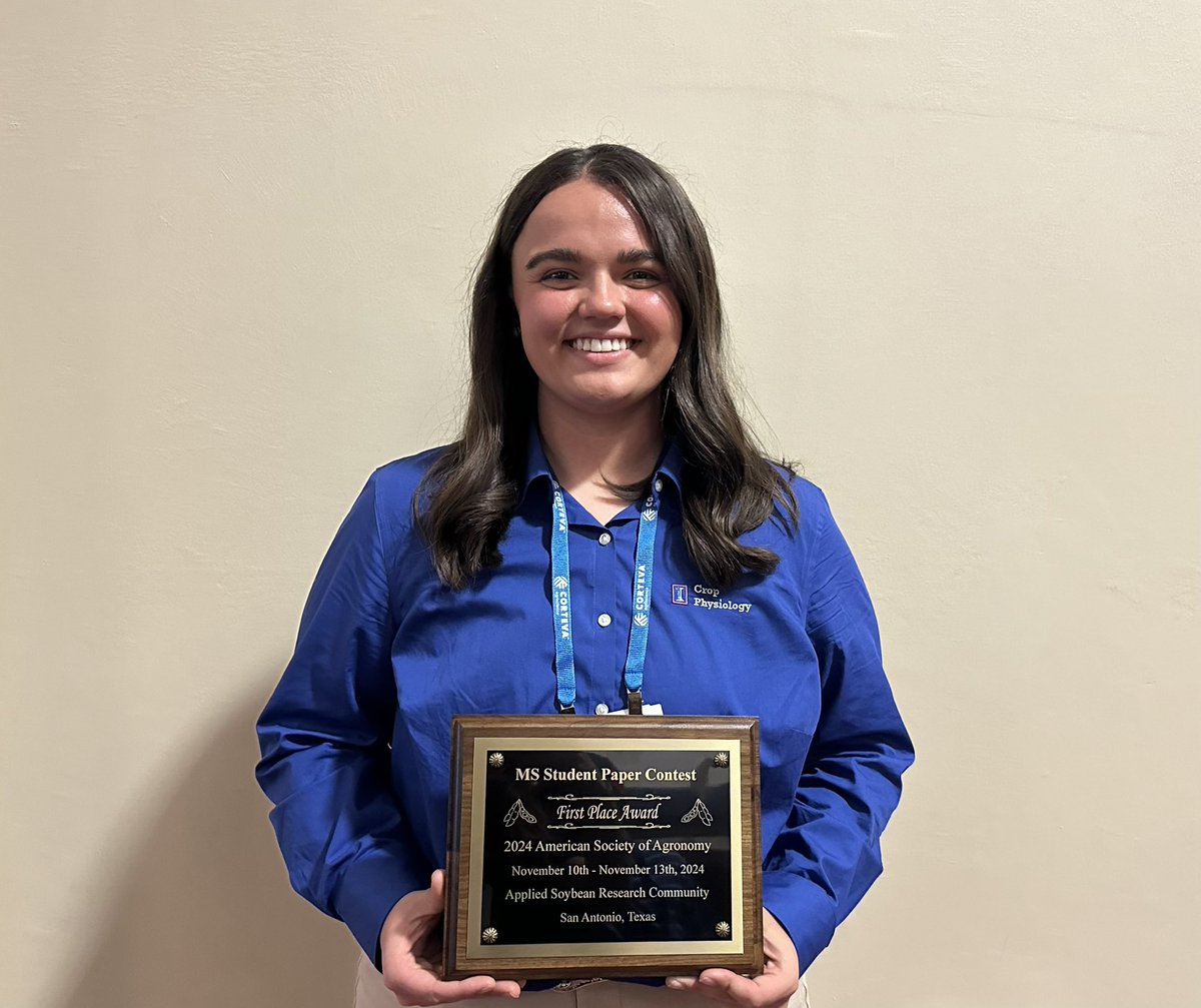 So proud of Ava Isaacs for her 1st place in Applied Soybean Research at the <a href="/ASA_CSSA_SSSA/">Agronomy, Crop, and Soil Science Societies</a> meetings! Thanks to <a href="/UnitedSoy/">United Soybean Board</a> for sponsoring her research!