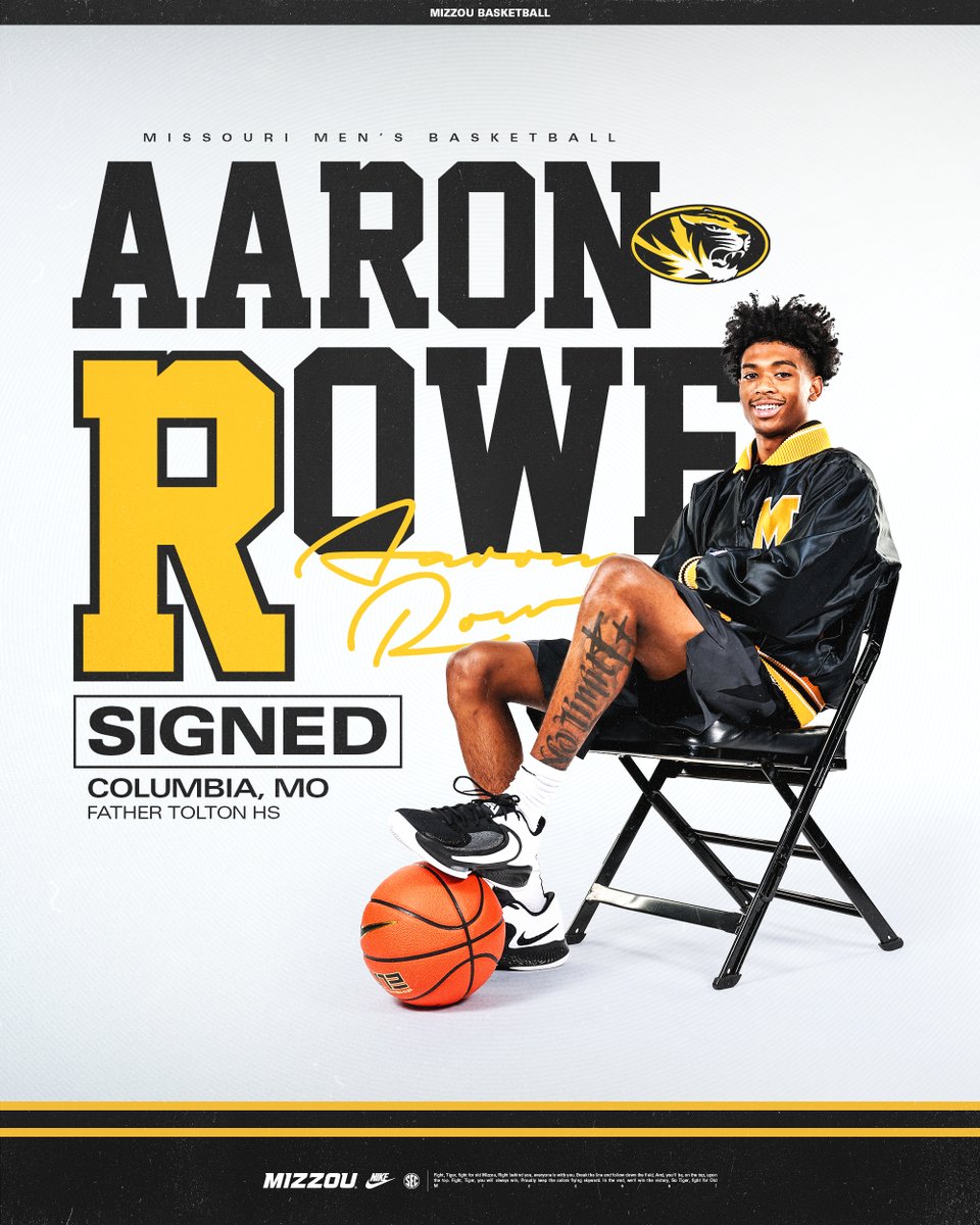 Mizzou Hoops (@mizzouhoops) on Twitter photo ๐๐ฎ๐ฟ๐ผ๐ป ๐ฅ๐ผ๐๐ฒ ๐ถ๐ ๐๐๐ฎ๐๐ถ๐ป๐ด ๐ก
Excited to officially welcome <a href="/a_rowe_3/">aaronrowe._</a> to the Mizzou family as the top point guard and CoMo native signs with the Tigers!
#MIZ ๐ฏ ๐๐ฎ๐ฟ๐ผ๐ป ๐ฅ๐ผ๐๐ฒ ๐ถ๐ ๐๐๐ฎ๐๐ถ๐ป๐ด ๐ก
Excited to officially welcome <a href="/a_rowe_3/">aaronrowe._</a> to the Mizzou family as the top point guard and CoMo native signs with the Tigers!
#MIZ ๐ฏ