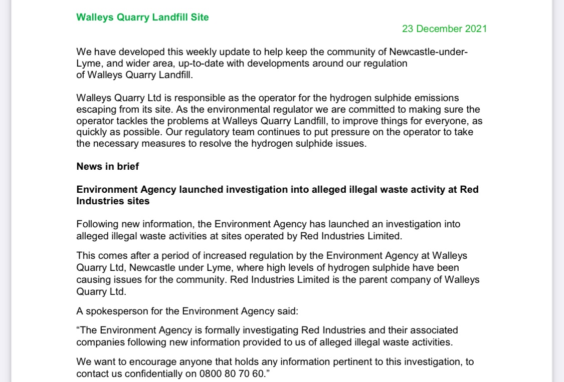 DrMickSalt's tweet photo. @EnvAgency @CrimestoppersUK Define “strong action” 🤔
1,056 days since @EnvAgencyMids announced an investigation into alleged illegal waste activity at #RedIndustries sites (see #WalleysQuarry update: https://t.co/ZMXarRcOPg), and yet no discernible action taken.
#StopTheStink #HaltTheHarm https://t.co/gGrOejLHgm