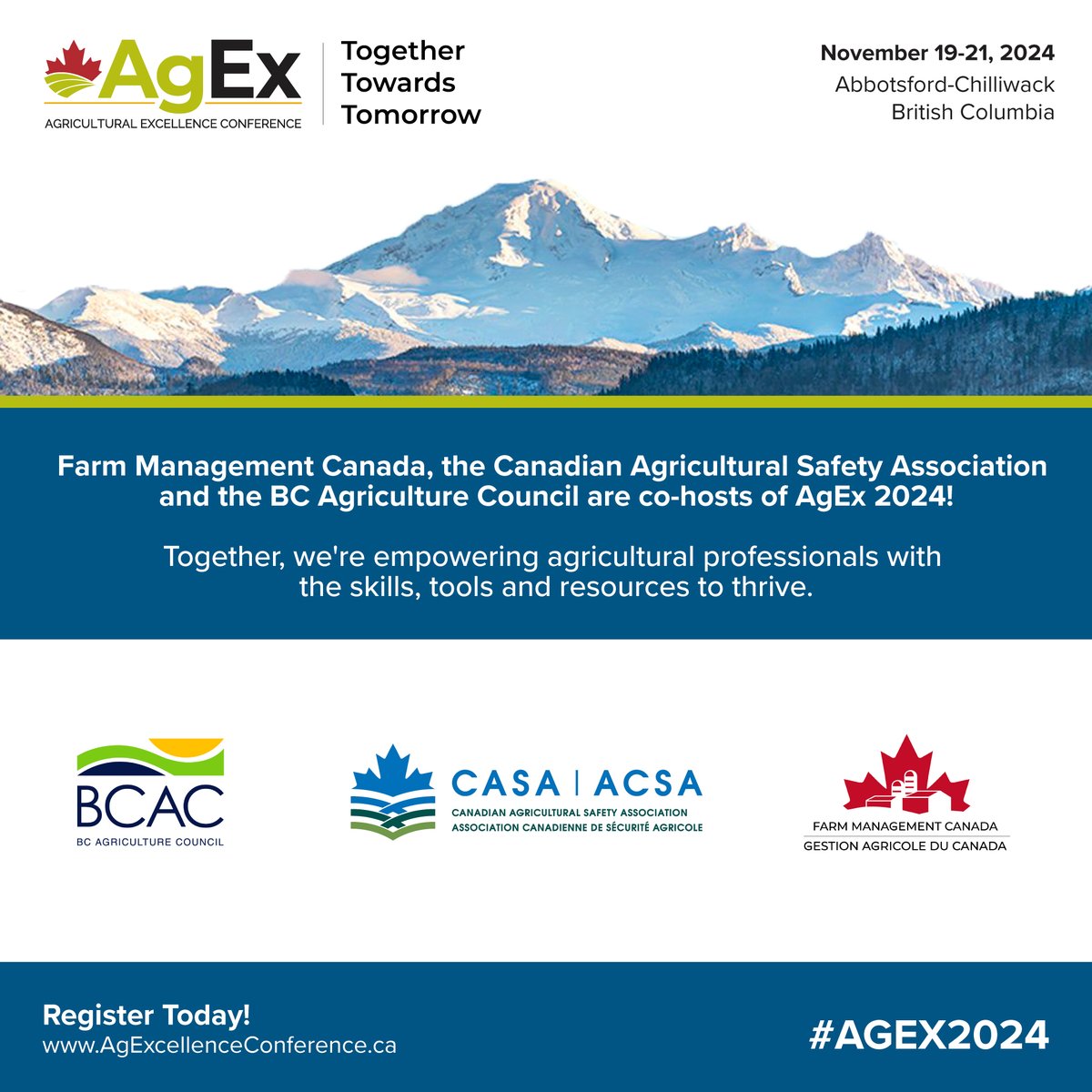 planfarmsafety's tweet photo. Next week, the #CASAConference is being held in conjunction with AgEx in Abbotsford-Chilliwack, BC! Will we see you there? Learn more at https://t.co/IoZyhEvxJ9 #sustainablecdnag https://t.co/8T6yTxrQS8