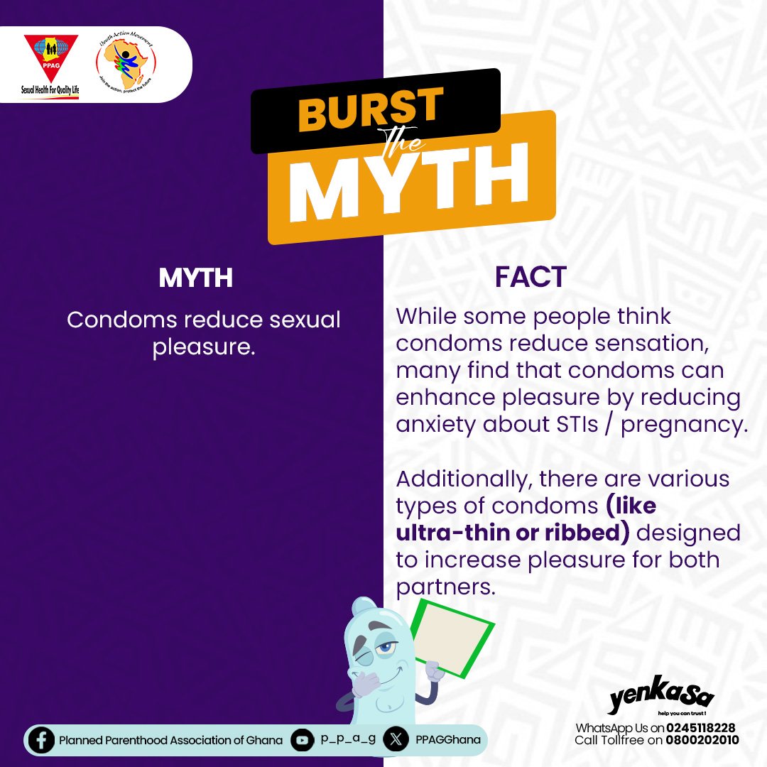 YAMghana's tweet photo. Condoms today are designed to be ultra-thin, comfortable, and barely noticeable, making intimacy enjoyable and safe! Many even report increased confidence knowing they’re protected against STIs and unintended pregnancies. Safe sex is great sex!
#BurstTheMyth #SelfCareOptions https://t.co/YZo1YvjC3a