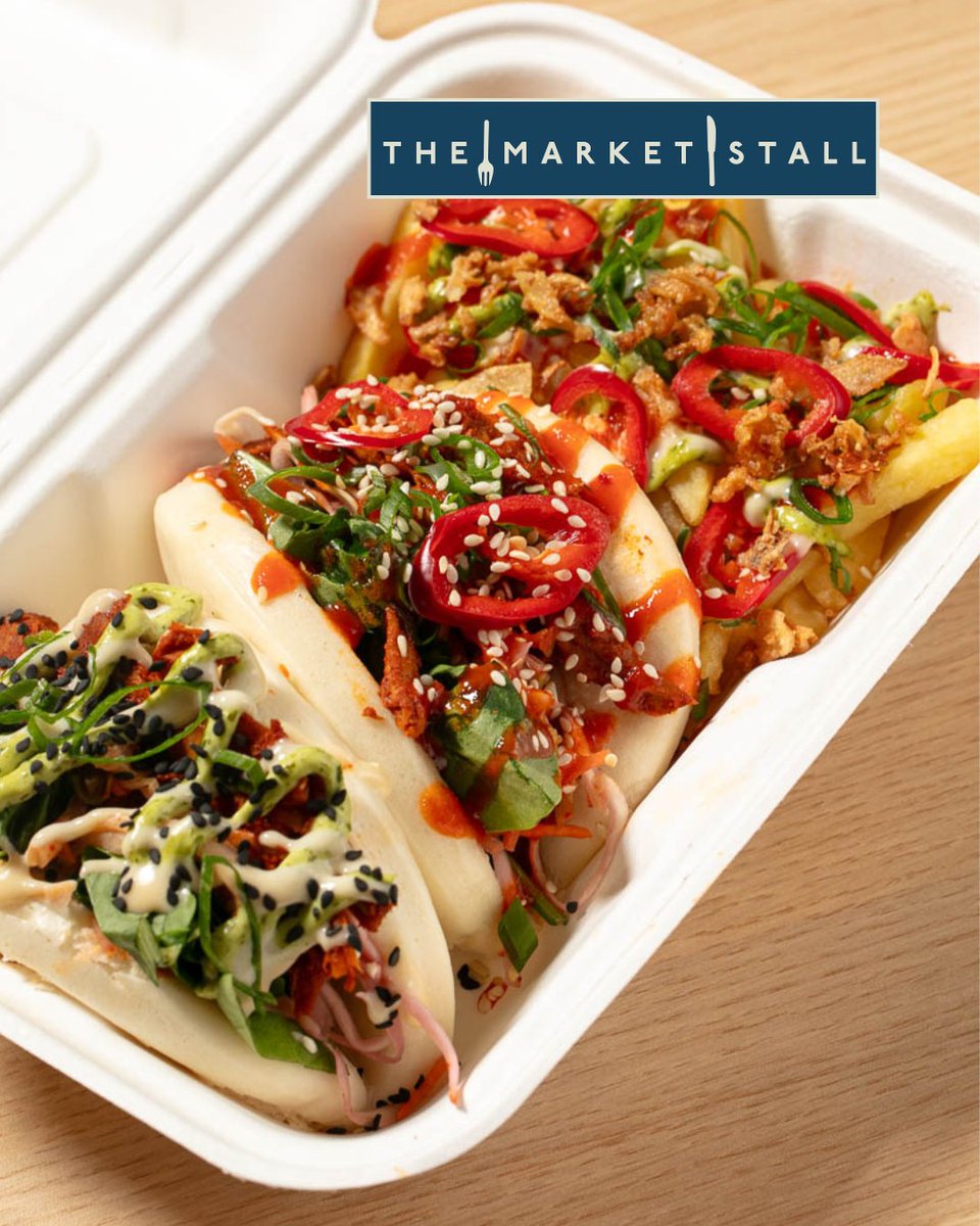 GandFCafe's tweet photo. UN-BAO-LIEVABLE 😍⁠
Tomorrow between 12-2pm The Market Stall is back with bao buns. Choose your base, add your protein and top up with sides/salad for just £9.75!⁠
⁠
#streetfood #lunchoffer #workinglunch #officecatering https://t.co/T6ZYzgw1cP
