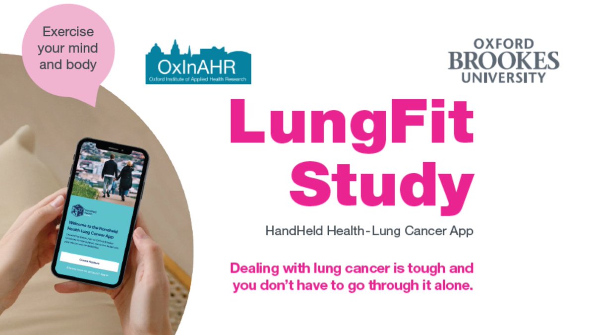 A new app has been developed with lung cancer survivors and HCPs, offering tailored exercise recommendations, activity tracking features, and resources on managing common symptoms.

To be involved in the LungFit study contact <a href="/suriyakirk/">Suriya</a> ✉️ 19228607@brookes.ac.uk