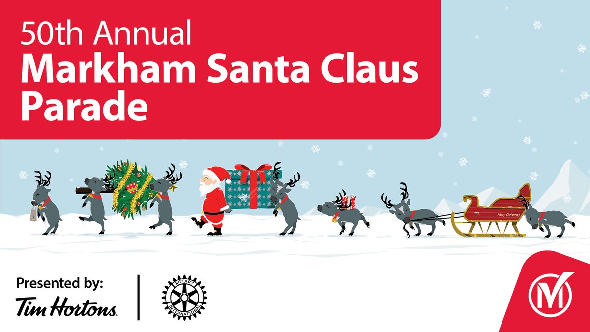 Santa’s coming to Markham on Saturday, November 30 from 11 AM to 1 PM!

Join us for the 50th Annual Markham Santa Claus Parade, presented by Tim Hortons, in partnership with the Rotary Clubs of Markham.

Learn more: markham.ca/SantaClausPara…