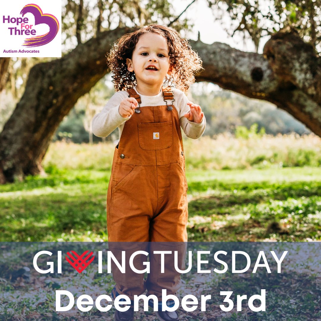 Hope_for_three's tweet image. Help us reach our Giving Tuesday goal! Every gift supports families living with autism and who need hope. 💙 
Donate now.
hopeforthree.org/donate/
.
.
.
#HopeForThree #GivingTuesday #December3rd #donatenow