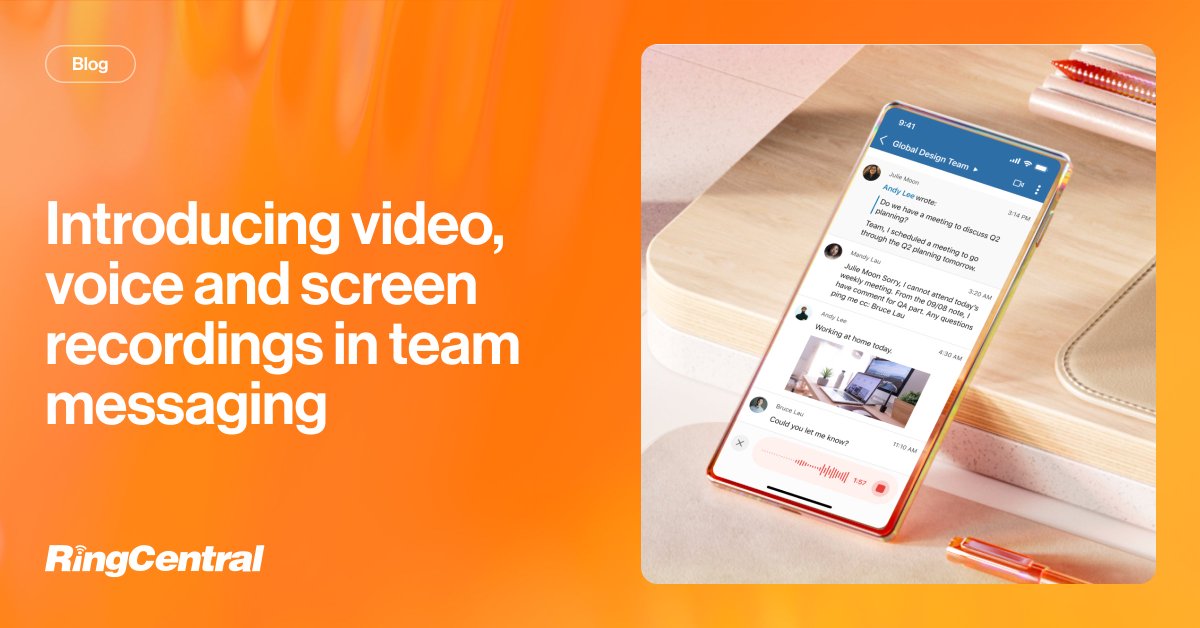 Sometimes, you need more than words to share your excitement or explain complex ideas.

Video, voice, and screen recordings make it possible for your team to share detailed updates, explain complex concepts, and stay connected.

ringcentr.al/4fKileJ