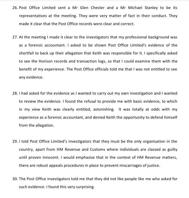 PeatWorrier (@peatworrier) on Twitter photo Published by the Post Office Inquiry today: new witness statements including this from John Macaldownie, the father of a Greenock subpostmaster who attempted to use his background as a forensic accountant to help his son. "We don't like people like you." postofficehorizoninquiry.org.uk/file/4796/down… Published by the Post Office Inquiry today: new witness statements including this from John Macaldownie, the father of a Greenock subpostmaster who attempted to use his background as a forensic accountant to help his son. "We don't like people like you." postofficehorizoninquiry.org.uk/file/4796/down…