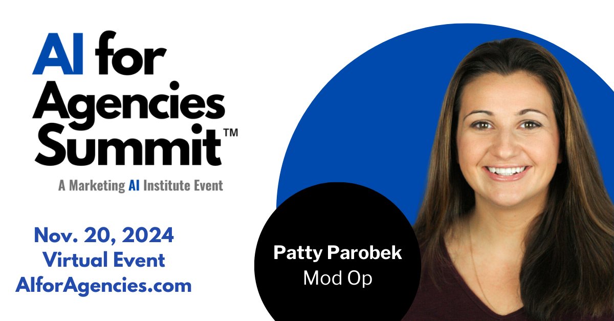 MktgAi's tweet photo. Patty Parobek, VP of AI Transformation at Mod Op, is joining us at the AI for Agencies Summit! With 15+ years in data-driven strategy, Patty leads Mod Op’s AI initiatives, creating scalable, responsible solutions.
Register today: https://t.co/L1thIykxBZ
#AIAgencies https://t.co/K3eJThzadD