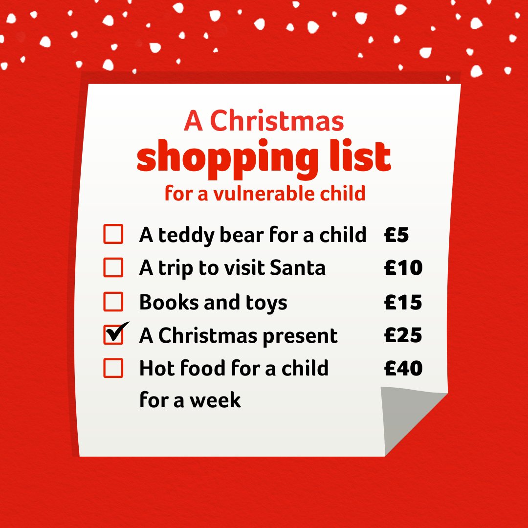 Every child deserves a Christmas filled with presents. Sadly, this doesn't happen for many children in the UK.

Add one of our essentials to your shopping and help vulnerable children have hot meals and warm clothes at Christmas.

Be a Secret Santa today: bit.ly/3O8jsJA