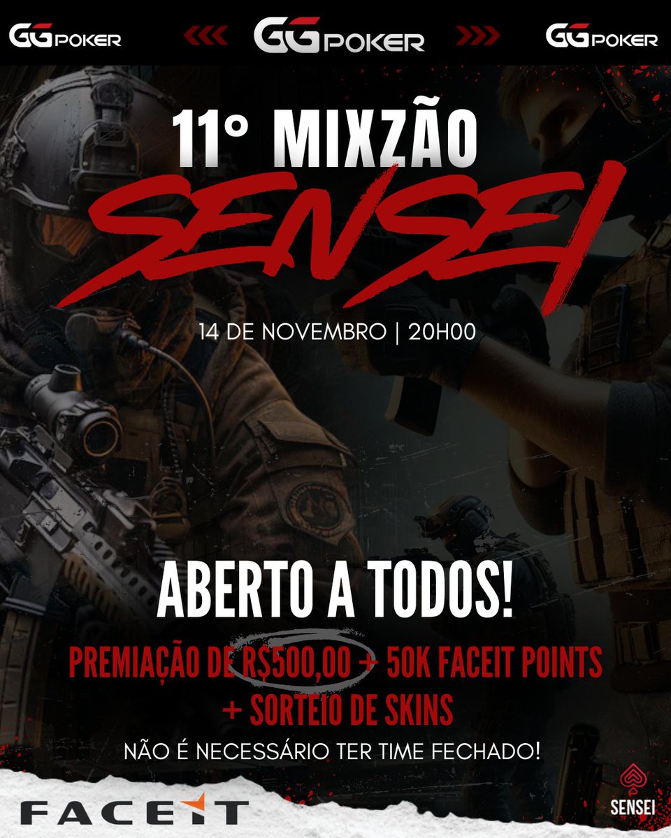 fer da depre (@ferdepre) on Twitter photo Salve guys, a <a href="/senseiteamgg/">Sensei Team</a> está organizando mais um MIXZÃO, amanhã às 19:45h, valendo R$500 no PIX para o time vencedor! Os times são balanceados de acordo com o level, então seja você level 1 ou level 20, todo mundo pode jogar e concorrer ao prêmio!
discord.gg/tUGEpnT7Vw Salve guys, a <a href="/senseiteamgg/">Sensei Team</a> está organizando mais um MIXZÃO, amanhã às 19:45h, valendo R$500 no PIX para o time vencedor! Os times são balanceados de acordo com o level, então seja você level 1 ou level 20, todo mundo pode jogar e concorrer ao prêmio!
discord.gg/tUGEpnT7Vw