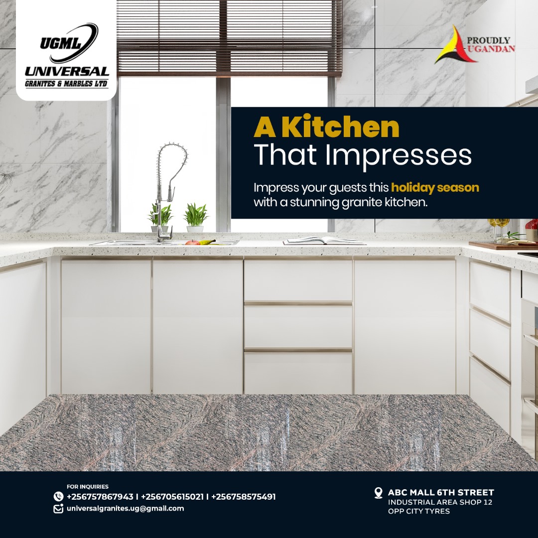 ugmluganda's tweet photo. A Kitchen That Impresses
Impress your guests this holiday season with a stunning granite kitchen.

Address: Abc mall 6th Street industrial area shop 12 opposite City tyres, Kampala, Uganda
Phone: +256 757 867943
Email: universalgranites.ug@gmail.com https://t.co/FKgVLrVSsW