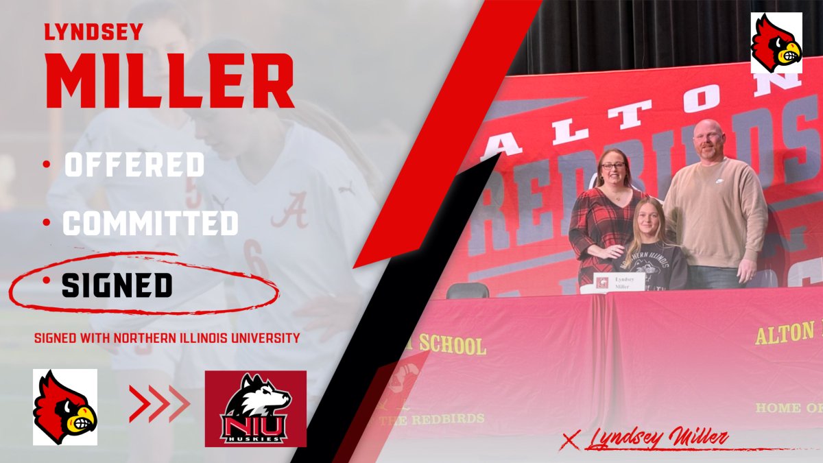 AltonAthletics's tweet image. A HUGE Congrats to Girls Soccer player Lyndsey Miller from Alton High on her commitment to continue her athletic &amp;amp; academic career at Northern Illinois University. Excited to see you play this spring for the Lady Redbirds before heading to NIU.  @redbirdssoccer @NIUWomensSoccer