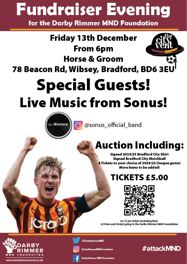 Thecityvent's tweet photo. Proud to announce our charity fundraiser night in aid of Darby Rimmer. Two current first team players will be in attendance on the night. Tickets available via the link below. We are still looking for items to auction if anyone can please help🙏🏻.  #bcafc
https://t.co/dJ32FpneWb https://t.co/V2tD9tsAsQ