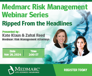 MedmarcIns's tweet image. 1 week until our November 20th webinar with Kate Klaus and Zuhal Reed! 
Have you registered? 
bit.ly/40AJqN8

#LifeSciences #Medmarc45 #RiskManagement