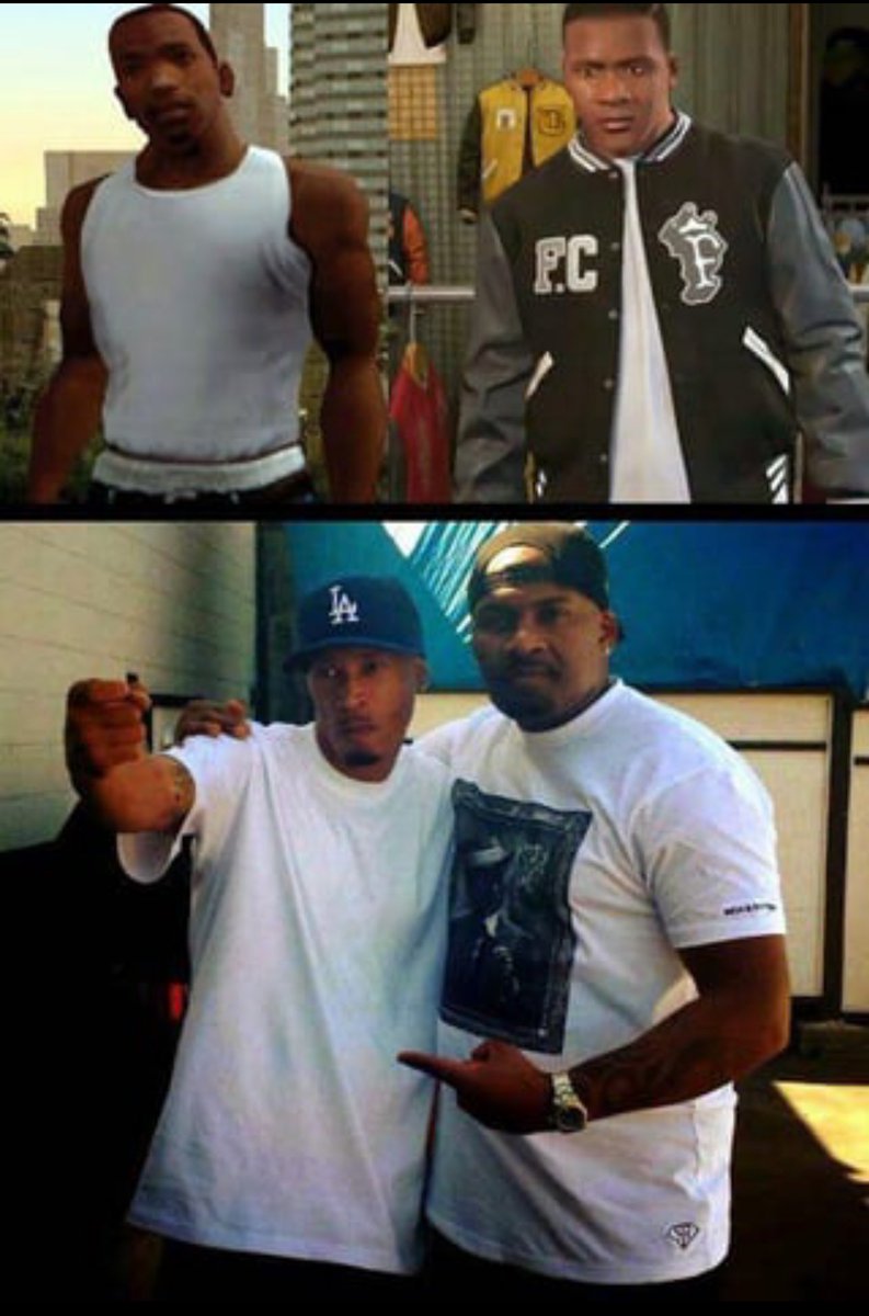 cyranokelevra's tweet photo. Grand Theft Auto ( GTA ) 🎮

CJ de GTA San Andreas &amp; Franklin dans GTA 5 sont dans la vrai vie des membres de Gang des Crips de Los Angeles. 

Young Mayla East Coast Crip♿️ 97 ECC alias CJ
Shawn Fonteno 118 East Coast Blocc Crip♿️ alias Franklin 

#ParlonsUs🗣️🎙️🇺🇸 https://t.co/xitJNo5Imy