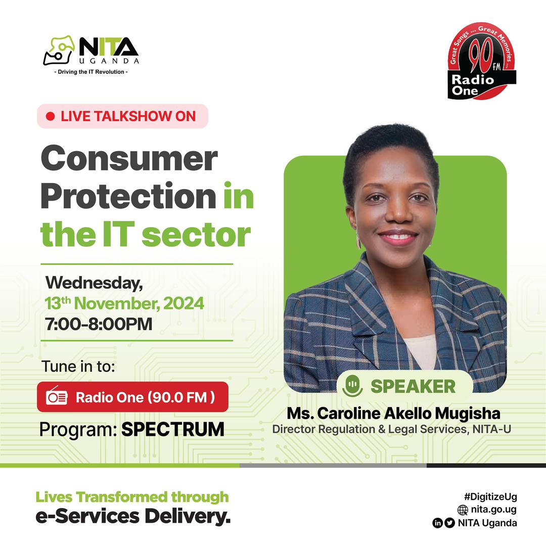 NITAUganda1's tweet image. We’re live on Spectrum @RadioOneFM90! Tune in for an in-depth discussion on consumer protection in the IT sector and how we’re working to safeguard digital rights. #ConsumerProtectionUG