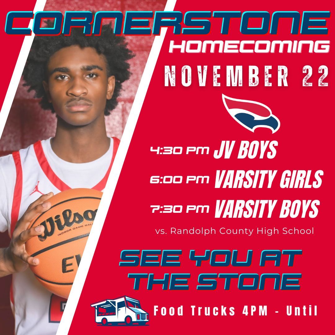 💙🏀 November 22 — it's GAME TIME.

The court is set, the energy is 🔥, and you won’t want to miss the action. Get ready to rep your school spirit and cheer like never before. Let’s PACK THE STANDS and show them what we are made of! 💪🙌
#SeeYouattheStone #CornerstoneEagles