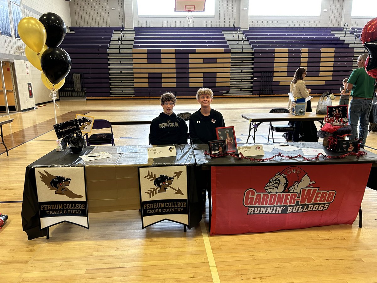 Congrats to Seth Truett (Ferrum College) and Brendan Athy (Gardner Webb) for signing their NLIs.  👏🏻👏🏻 So proud of you guys! #justthebeginning