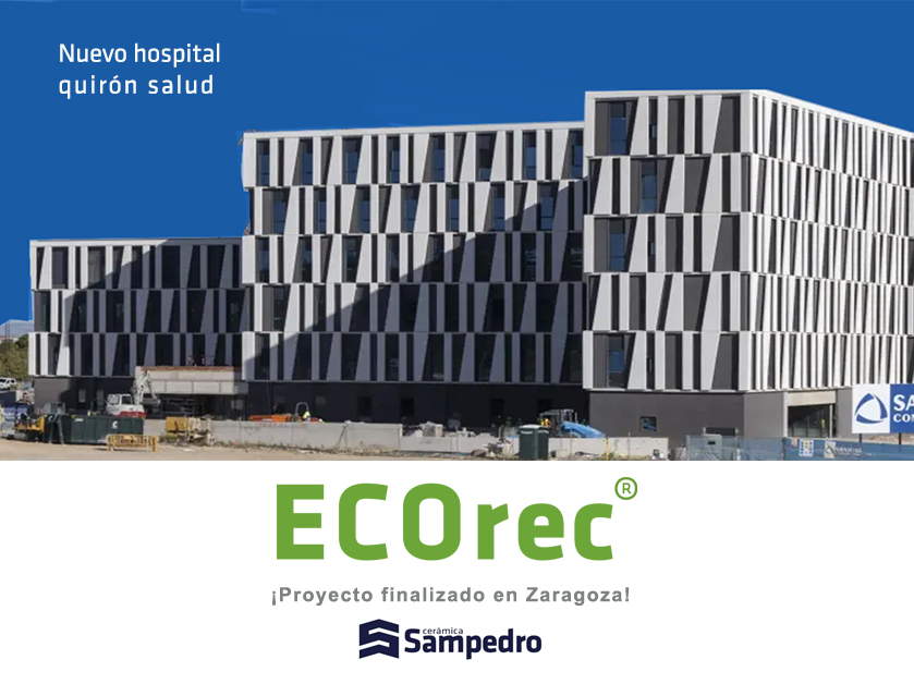 El Nuevo Hospital #Quirónsalud Zaragoza finaliza su obra con 11.841,58 m² de cerramiento de fachada. ECOrec CITY 12 acústico, La instalación de la fachada ha sido realizada por #Covain SL, con #Construcciones San José como empresa constructora #ConstrucciónSostenible #ECOrec