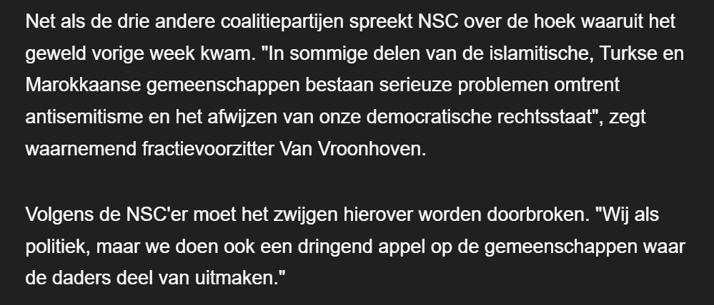 Het gaat al bijna een week lang alleen maar over vermeend antisemitisme en antidemocratische gevoelens bij bepaalde delen van de bevolking.

#NSC: "Het zwijgen hierover moet worden doorbroken."

🤦‍♀️🤦🤦‍♂️

#debat