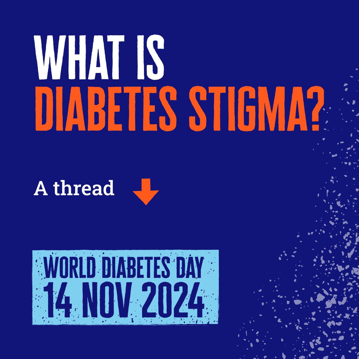 Let’s talk diabetes stigma… 💭

Tomorrow, it’s #WorldDiabetesDay and we’re preparing to launch our new #TacklingStigma campaign 📣

Why? Because all too often, we’re seeing diabetes stigma have serious effects on people’s health and wellbeing. 🧵(1/3)