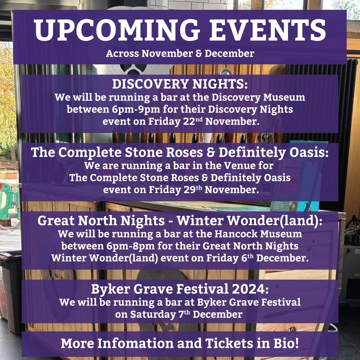 StuBrewNCL's tweet image. Here's where you can find us over the next two months! 🍺
More information and links to ticketing sites can be found on the Linktree in our bio! 🔗