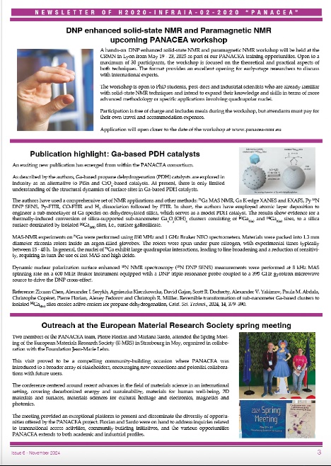 📢 Newsletter Issue 6 release!  

💡Get the latest updates on how the 3rd AUM in Aveiro and the PANACEA Summer School events unfolded! Get the newest PANACEA publication, exclusive PANACEA user highlight and our PANACEA fellows at the E-MRS Meeting! 

🌐hashtag#PANACEA_NMR