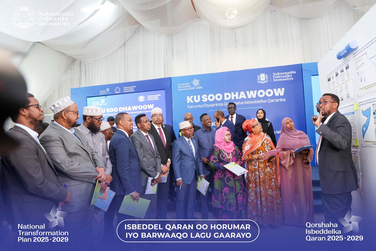 MoPIED_Somalia's tweet photo. Today, the second Deputy Prime Minister, H.E. Abdisalam Abdi Ali, alongside key ministers, attended the preliminary presentation of Somalia's National Transformation Plan (NTP) for the next five years. https://t.co/56IhxaaXoD